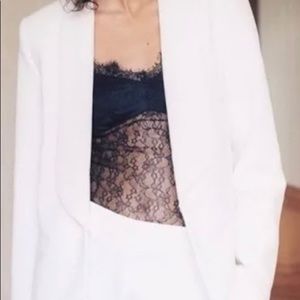 Zara White Oyster Long Tuxedo Blazer